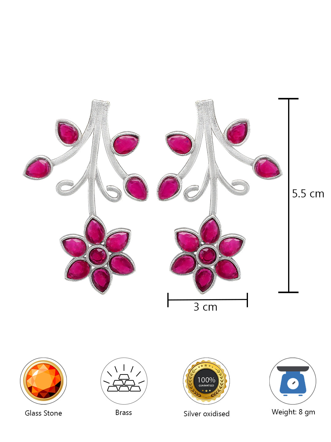 Classic Pink Floral Drop Earrings