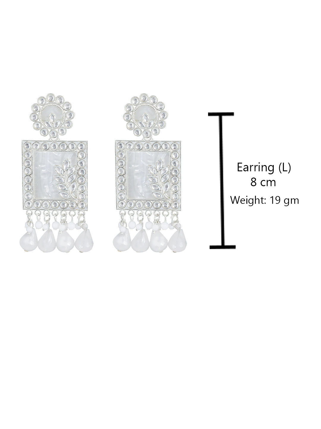Floral Marble Finish Drop Earrings