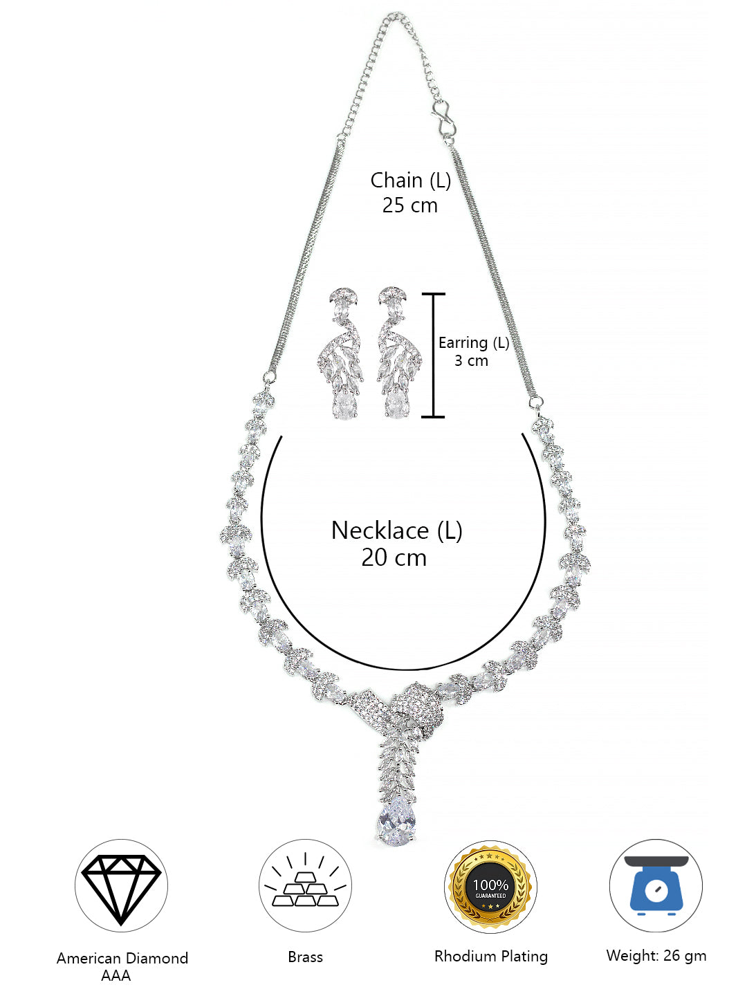 American Diamond Designer Statement Premium Jewellery Set