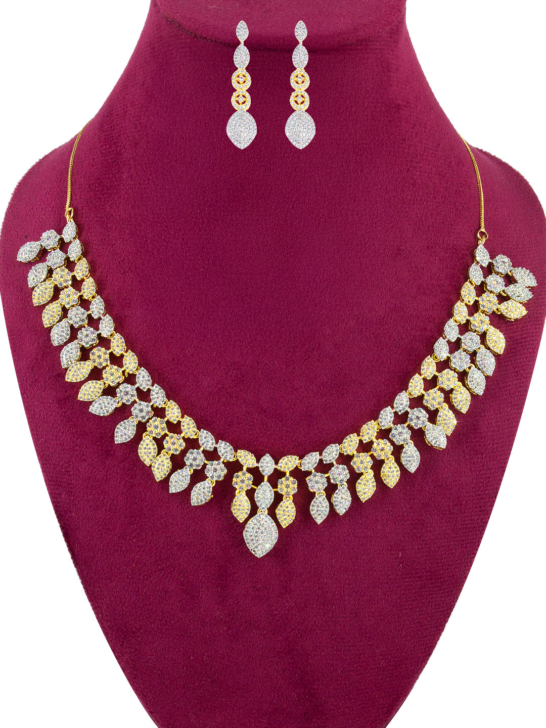 Gold Plated AD Cocktail Jewellery Set For Women