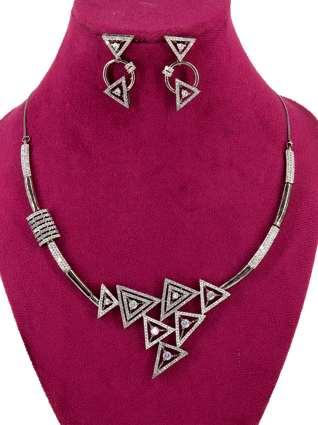 Black Designer AD Jewellery Set
