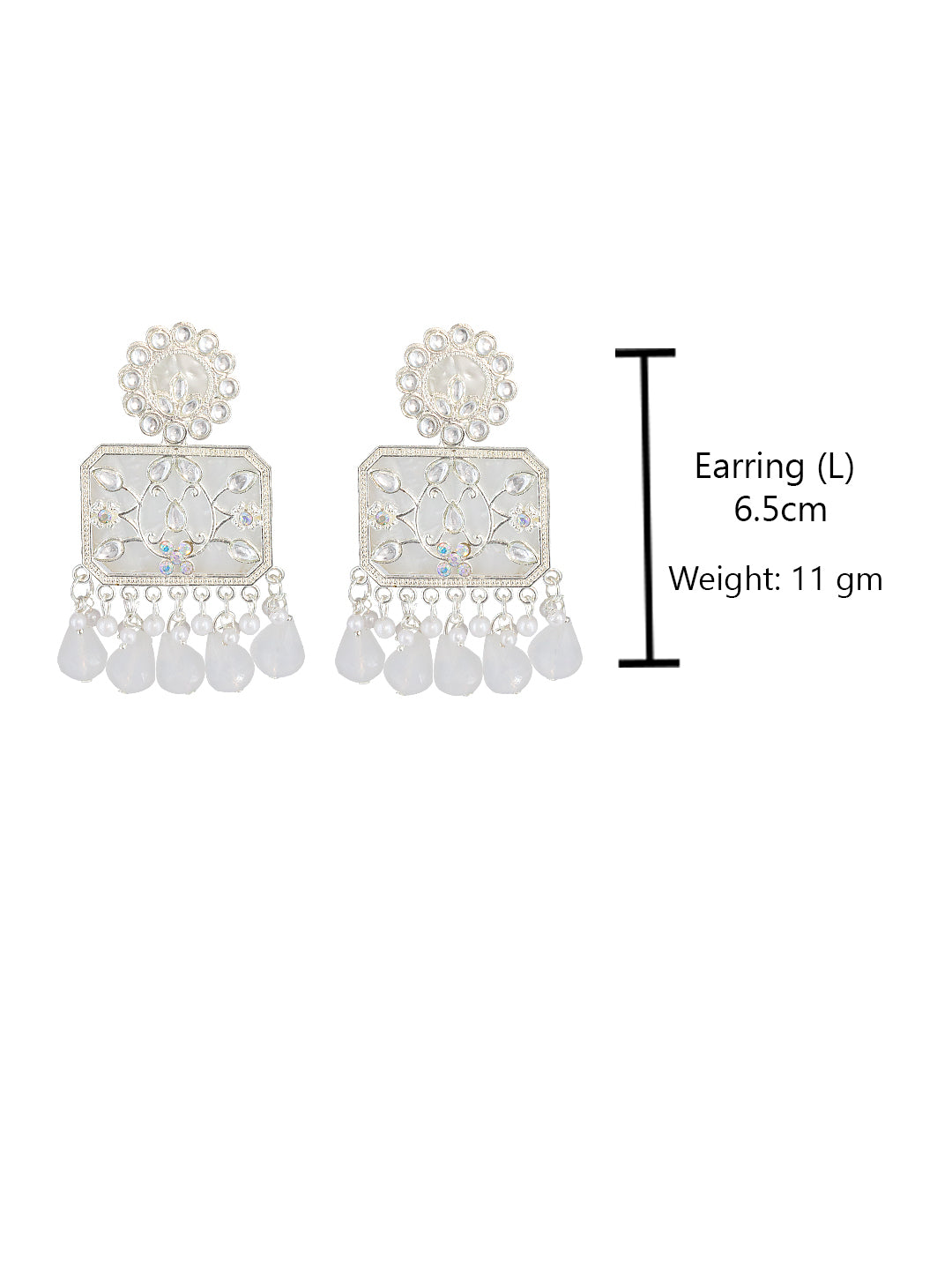Floral Marble Finish Drop Earrings