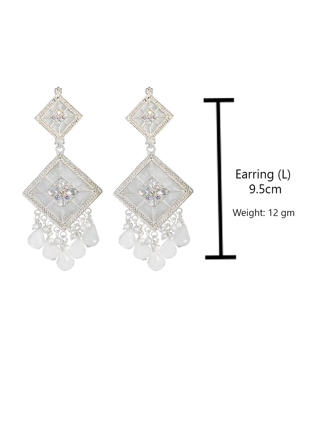Floral Marble Finish Drop Earrings
