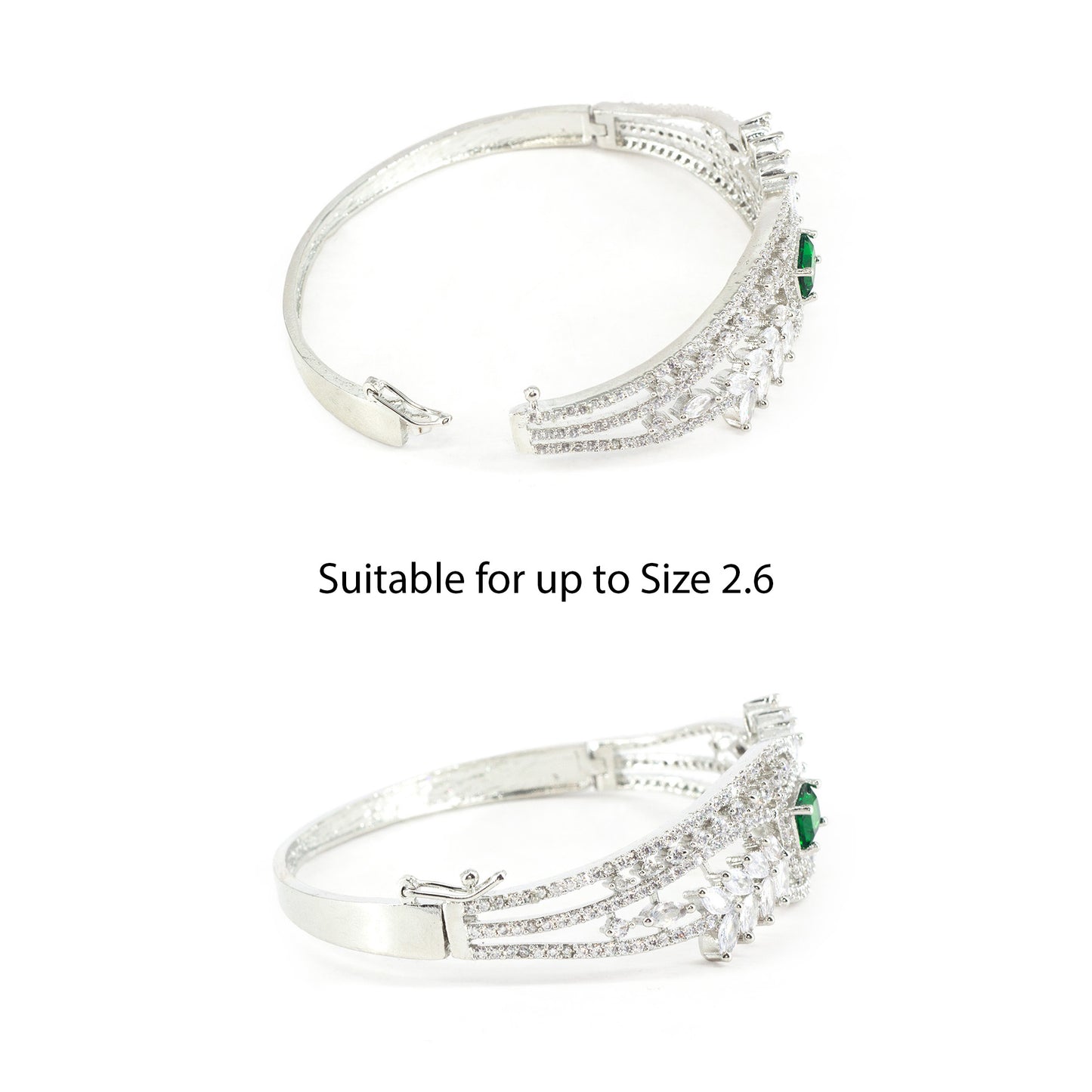 Silver Plated Green AD Bangle Bracelet for Women