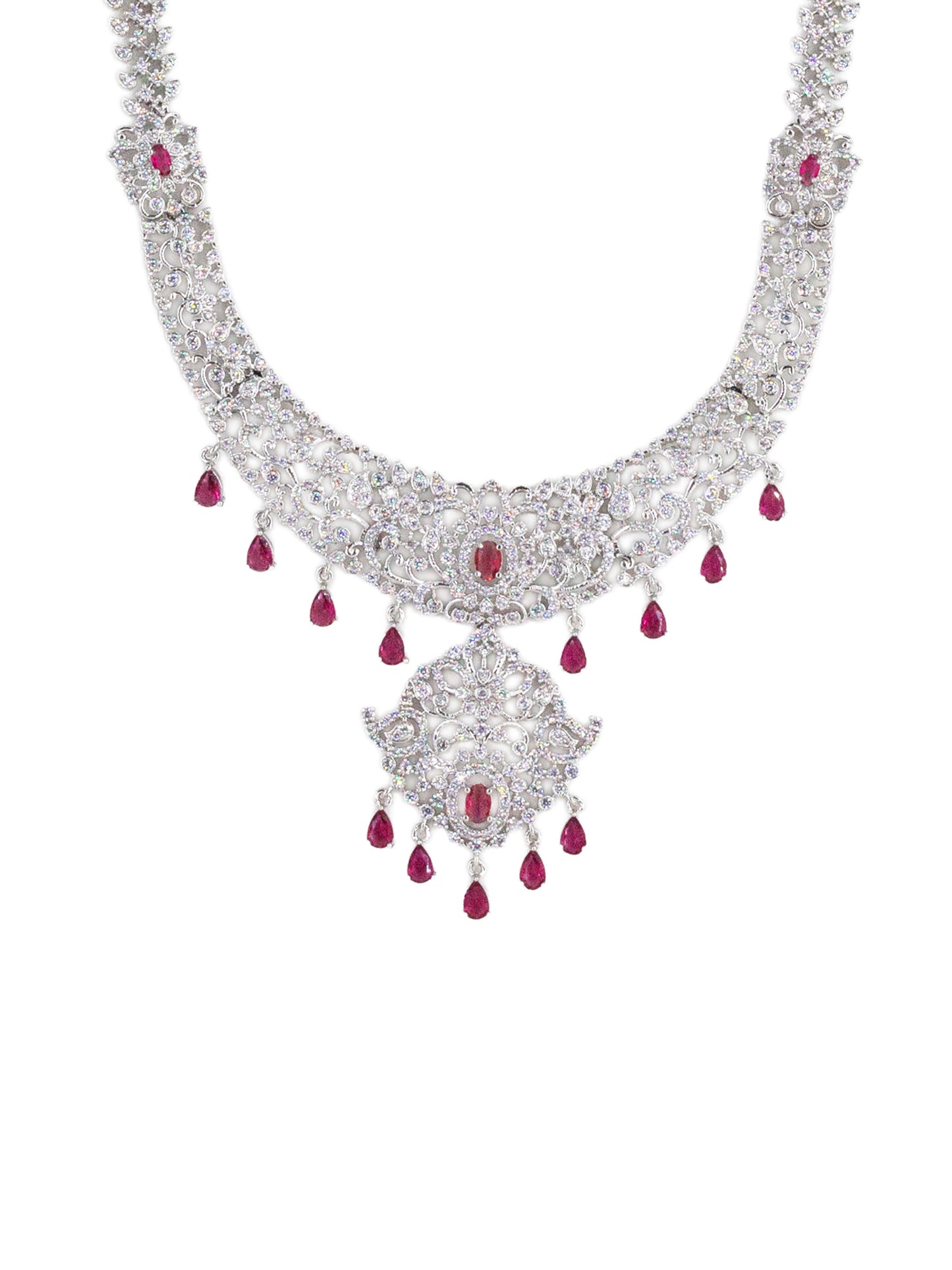 Silver Plated American Diamond Bridal Jewellery Set for Women