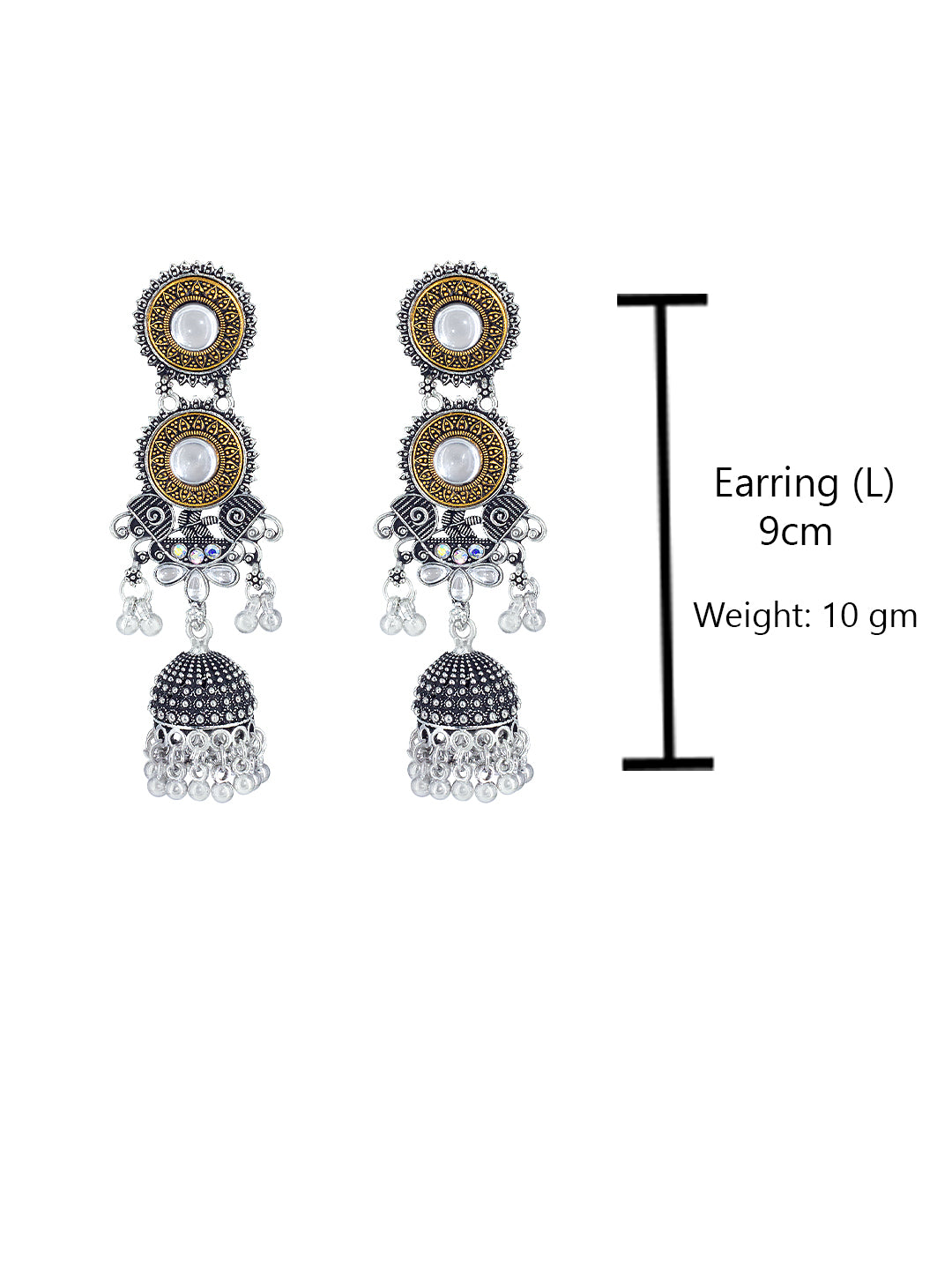 Dual Tone Gold & Long Jhumki Earrings