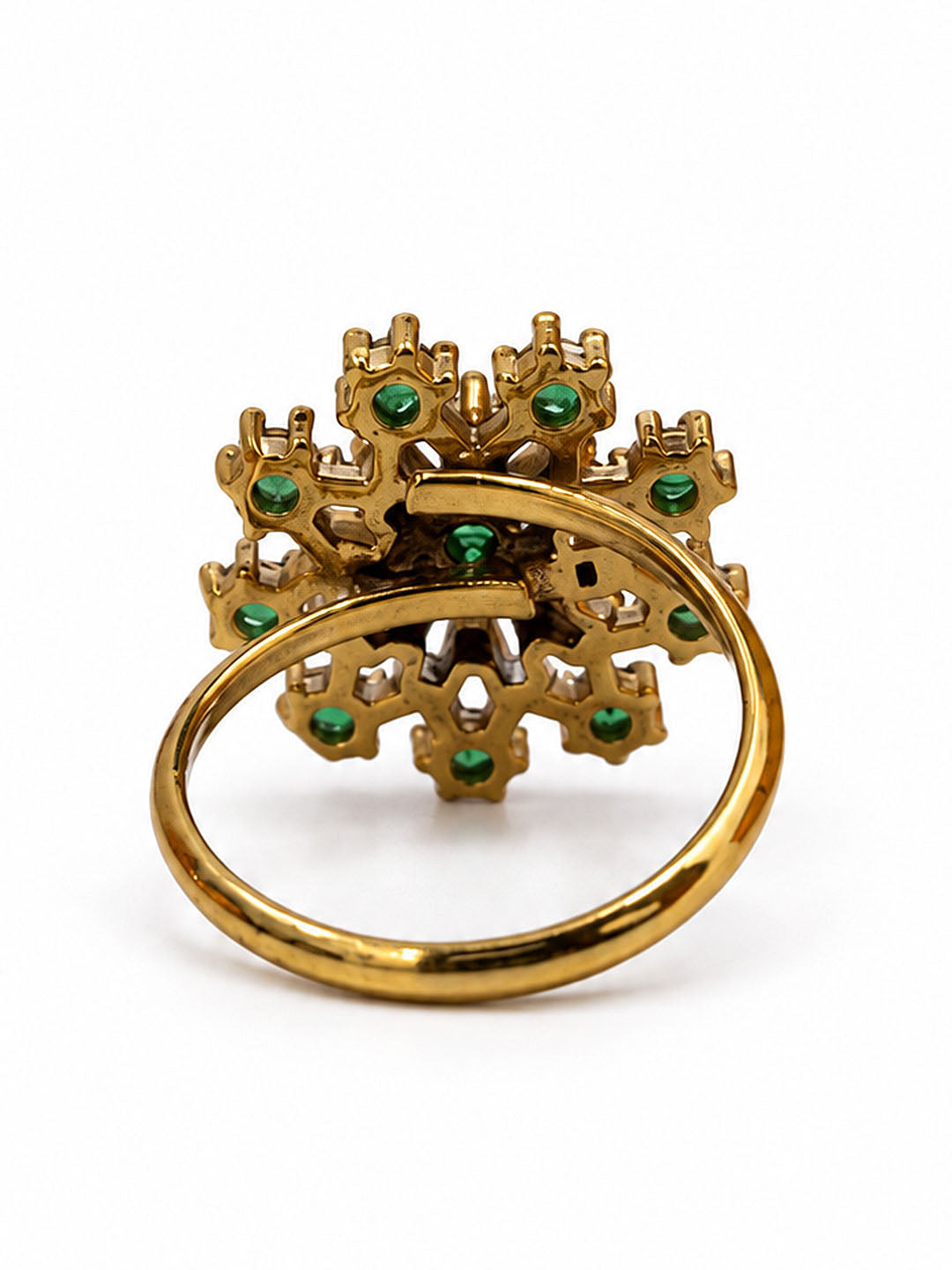 22K Gold Plated Green AD Finger Ring for Women