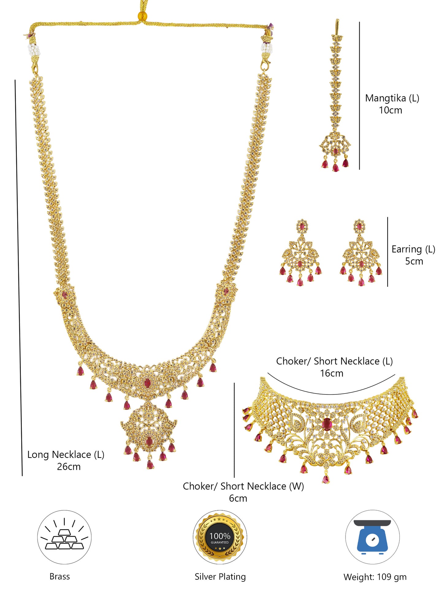 Gold Plated American Diamond Bridal Jewellery Set