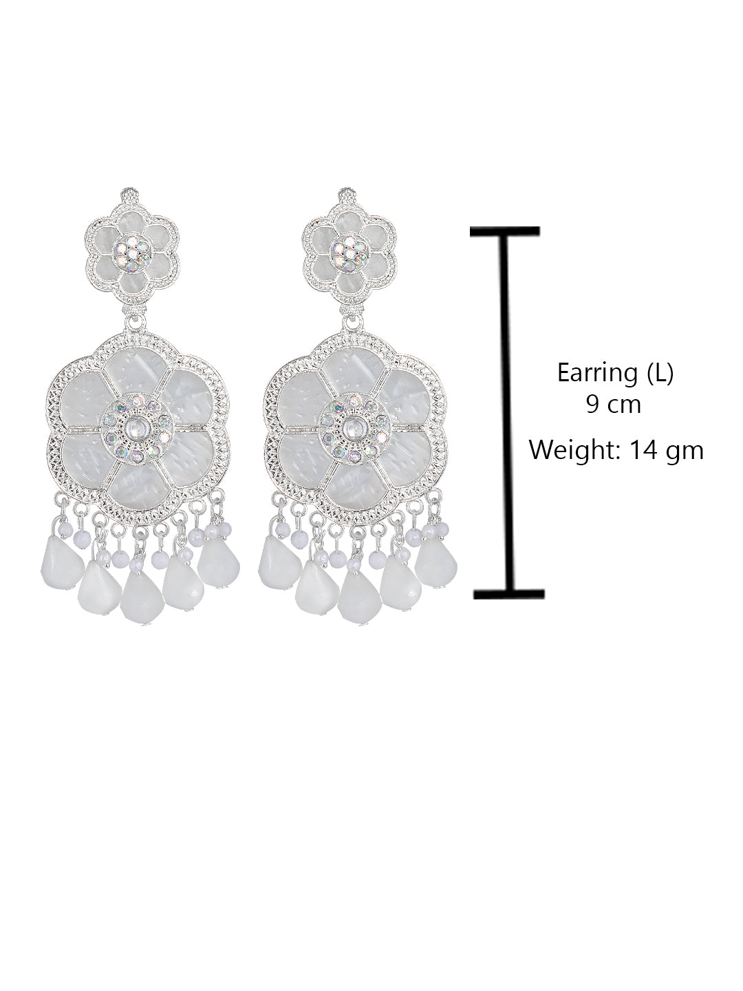 Floral Marble Finish Drop Earrings