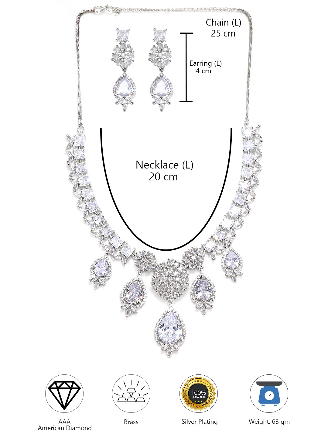 American Diamond Engagement Floral Designer Jewellery Set