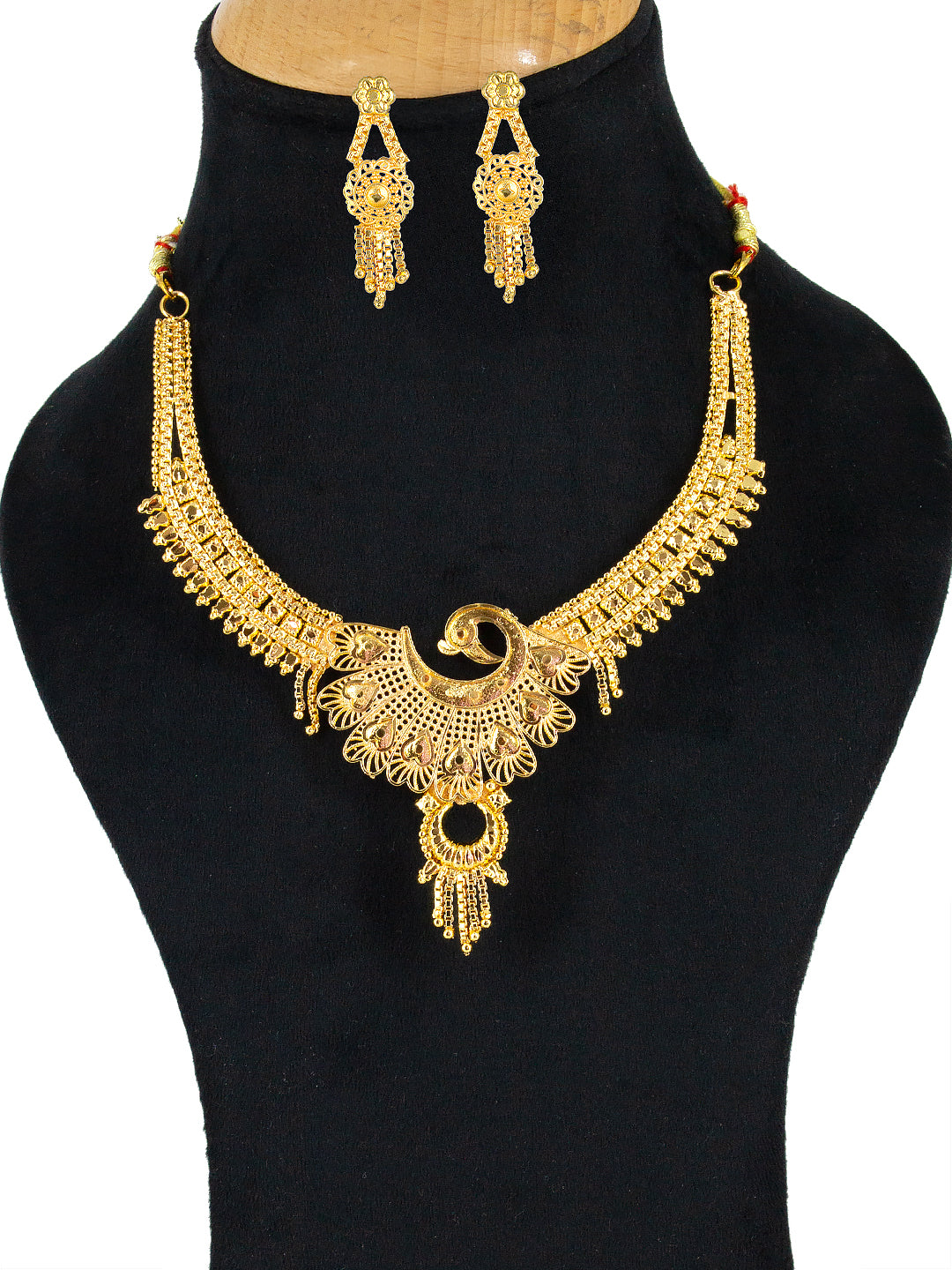 Gold-Plated Peacock Design Jewellery Set