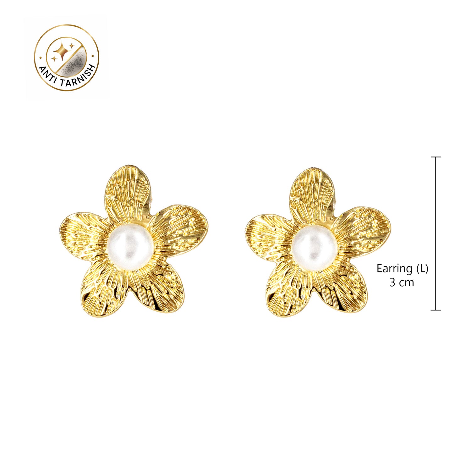 Gold Plated Floral Pearl Earrings for Women