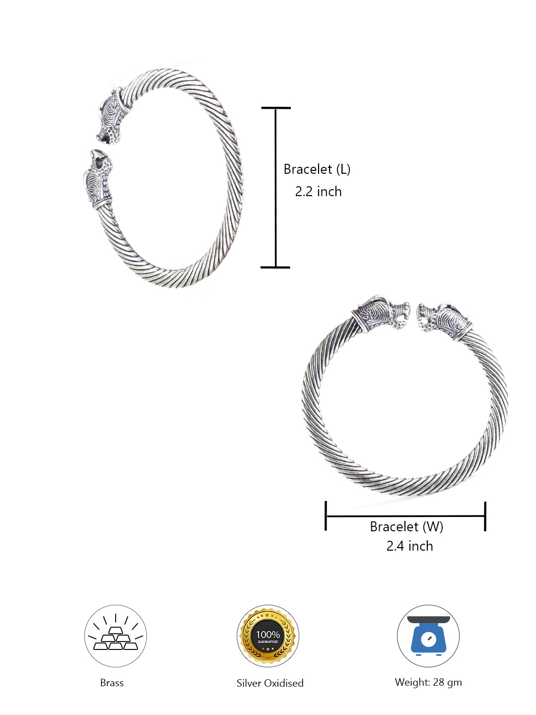 Pack of Two Silver-Oxidized Antique Dragon Cuff Bracelet