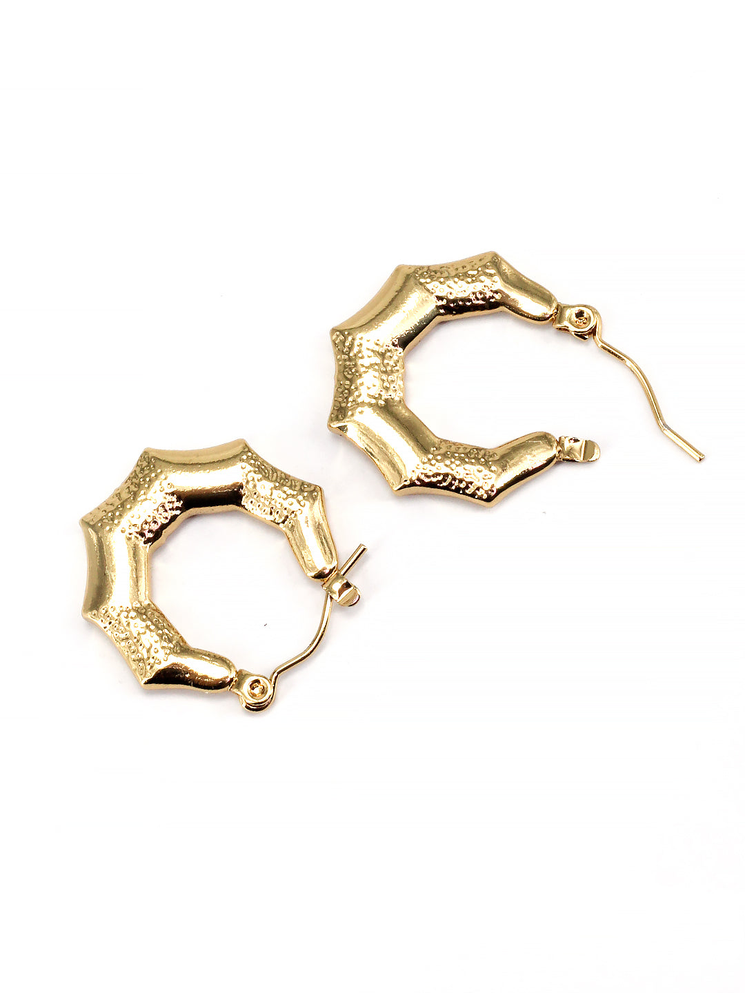 Stainless Steel Anti Tarnish Bamboo Hoop Earrings