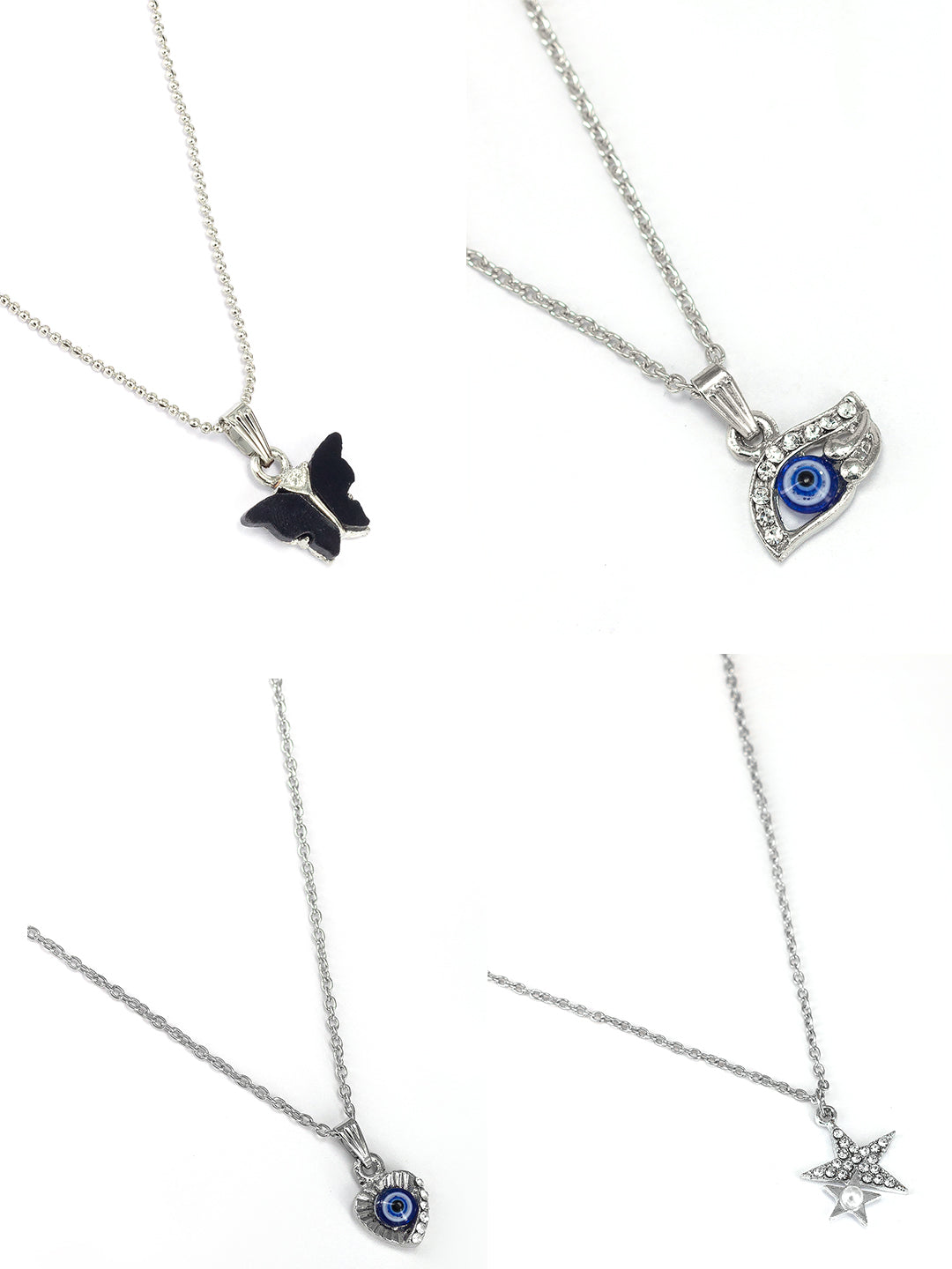 Pack of 4 Black & Blue Pendants & Earrings Set Gift For Girls
