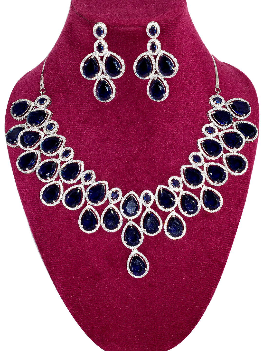 Blue AD Stone Studded Bridal Jewellery Set