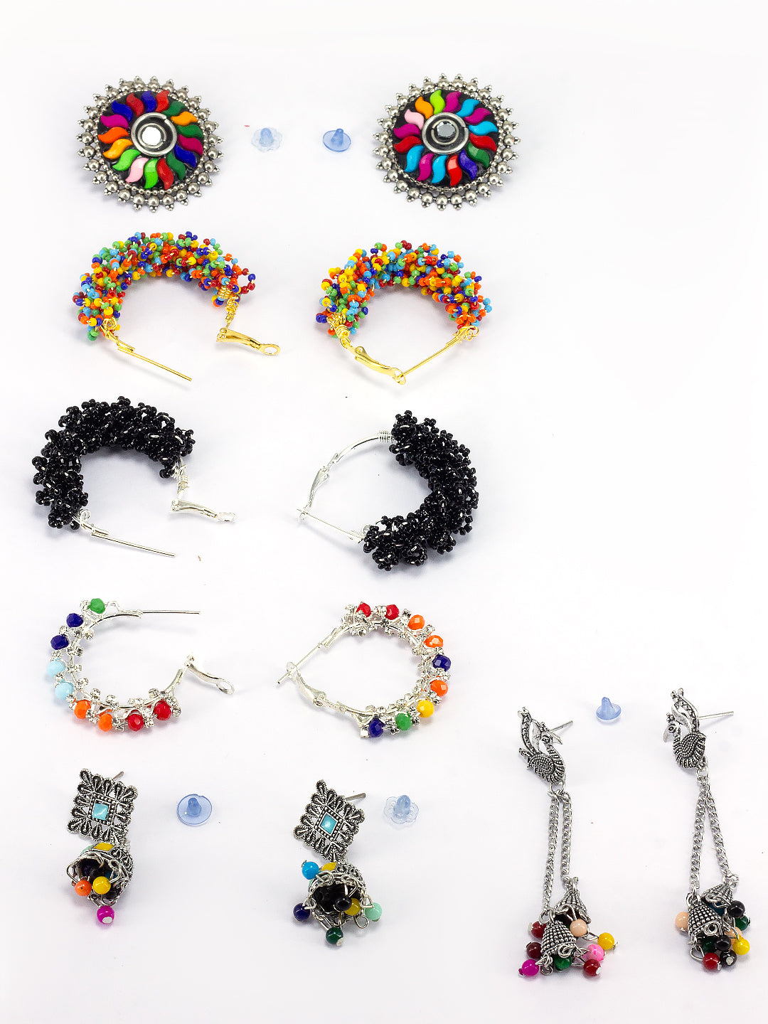 Pack of 6 Multicolor Oxidized Earrings
