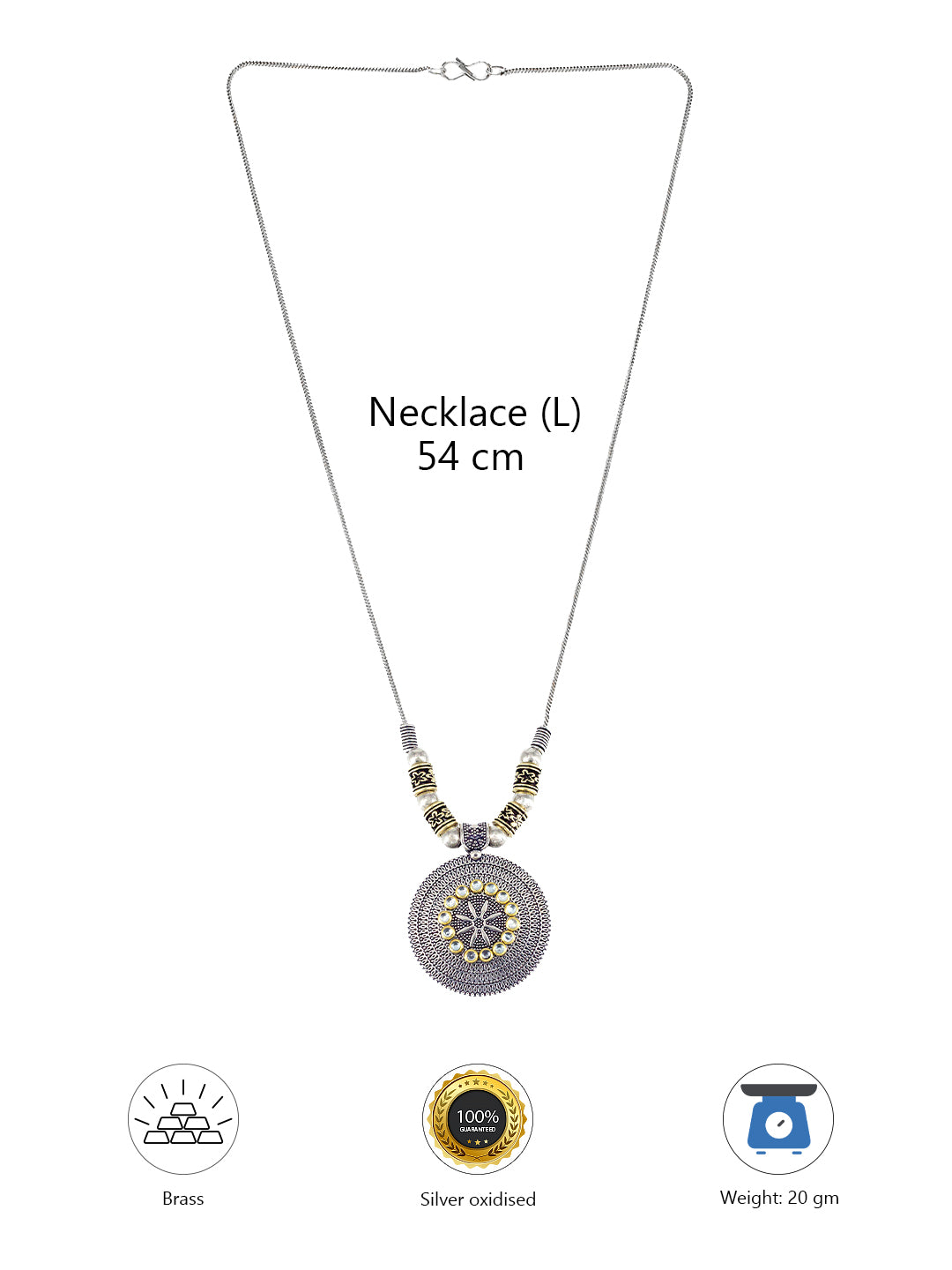 Oxidized Floral Chain Necklace