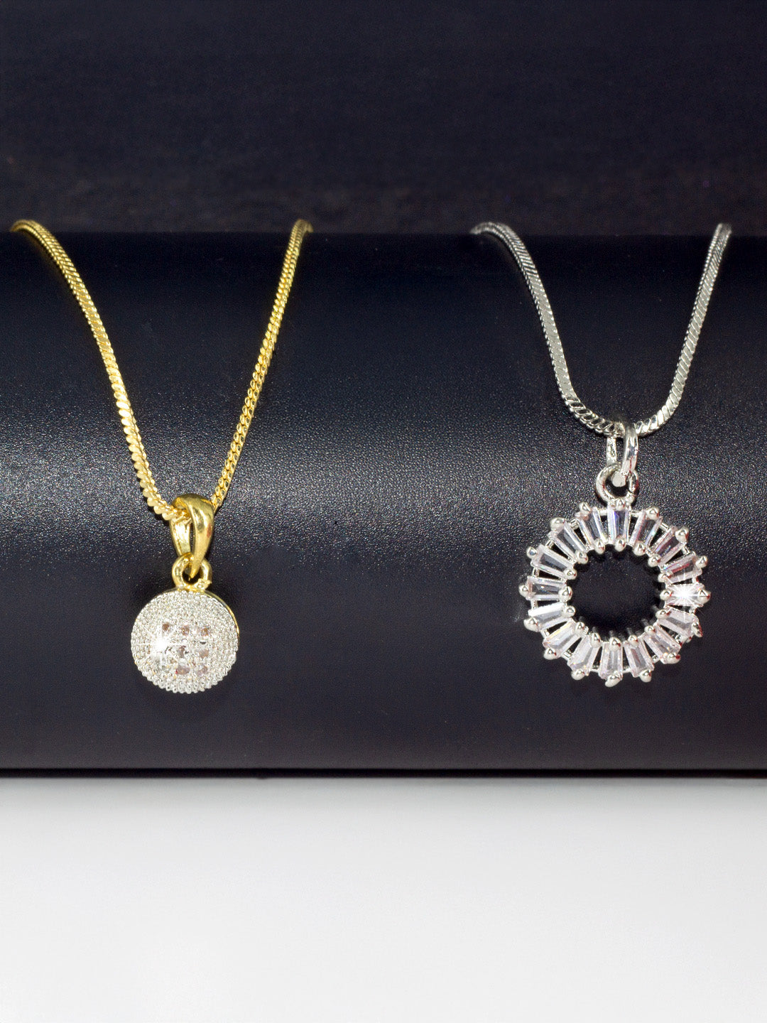 Set of 2 AD-Studded Minimal Pendant Set