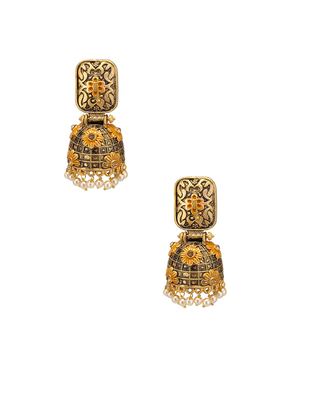 Gold-Plated Dome Shaped Jhumkas Earrings