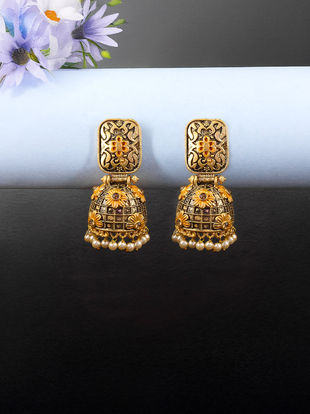 Gold-Plated Dome Shaped Jhumkas Earrings