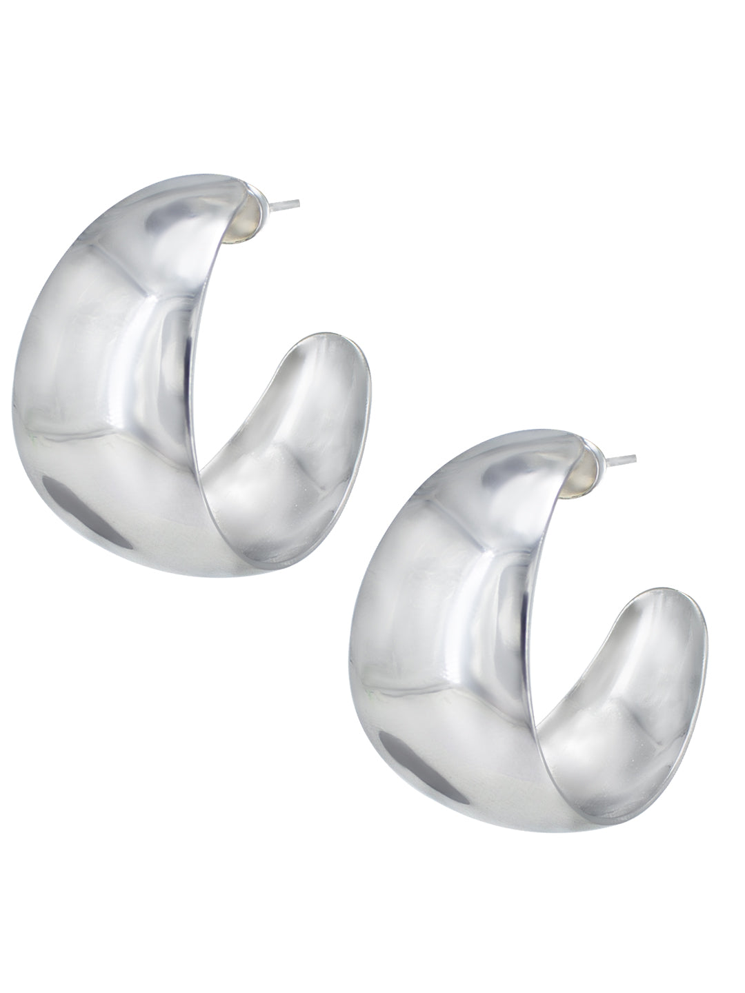 Silver Plated Contemporary Half Hoop Earrings
