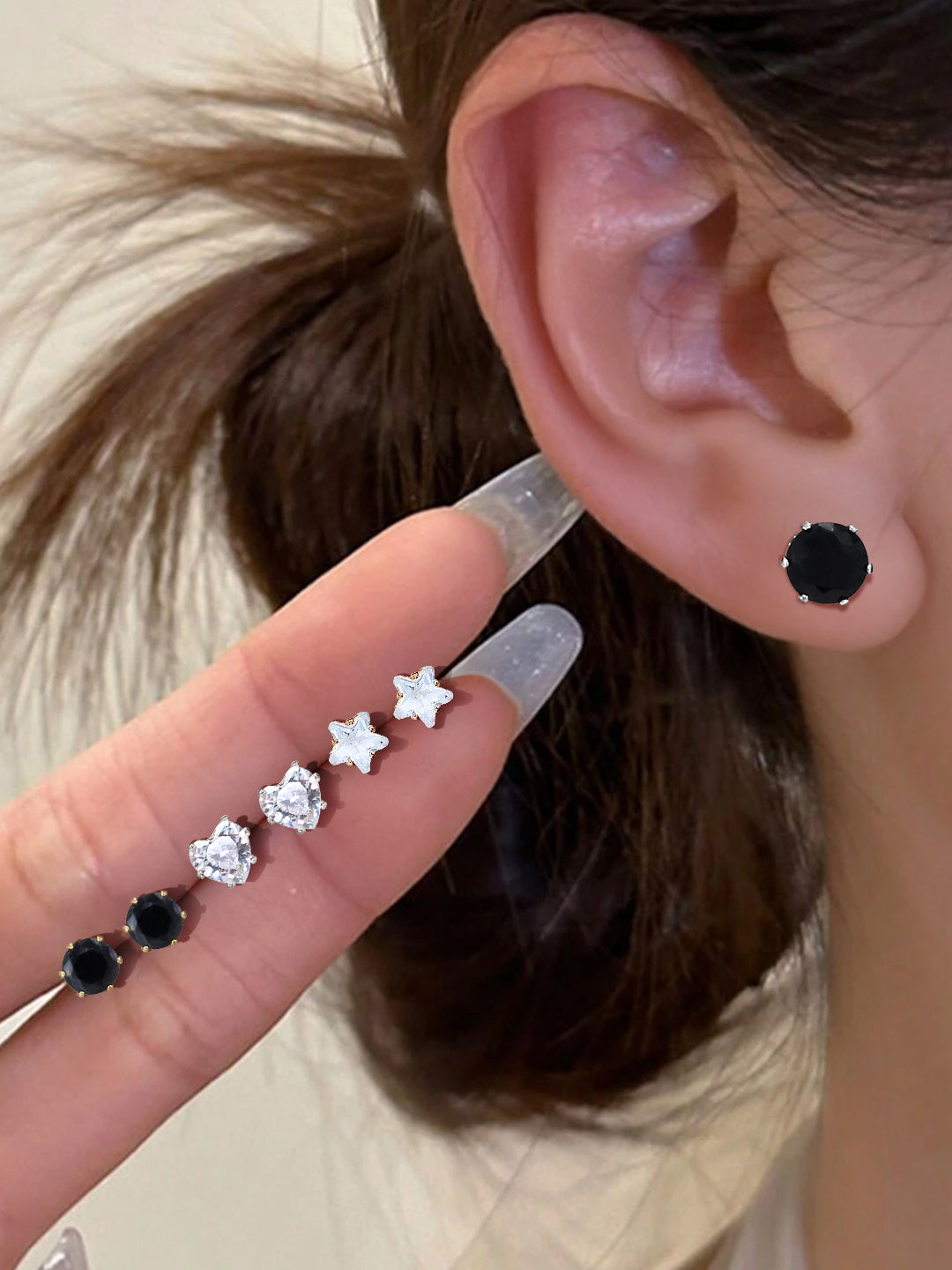 Pack of 26 Multicolour Geometric AD Stud Earrings