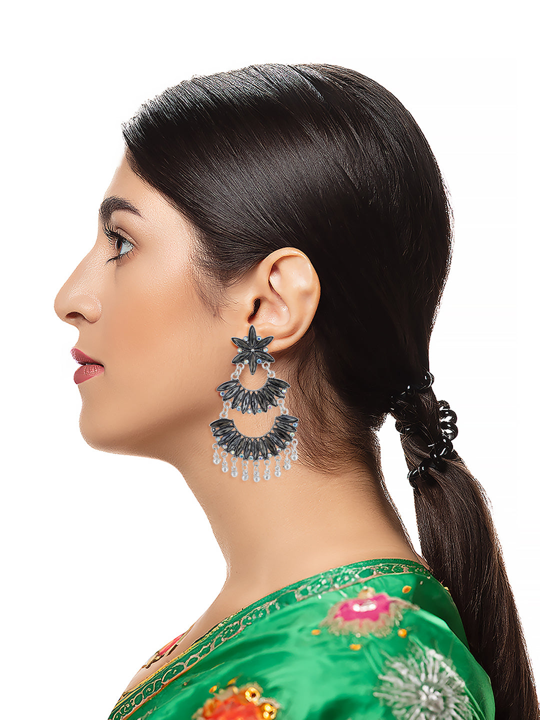 Floral Chandbaali Multi Layered Drop Earrings