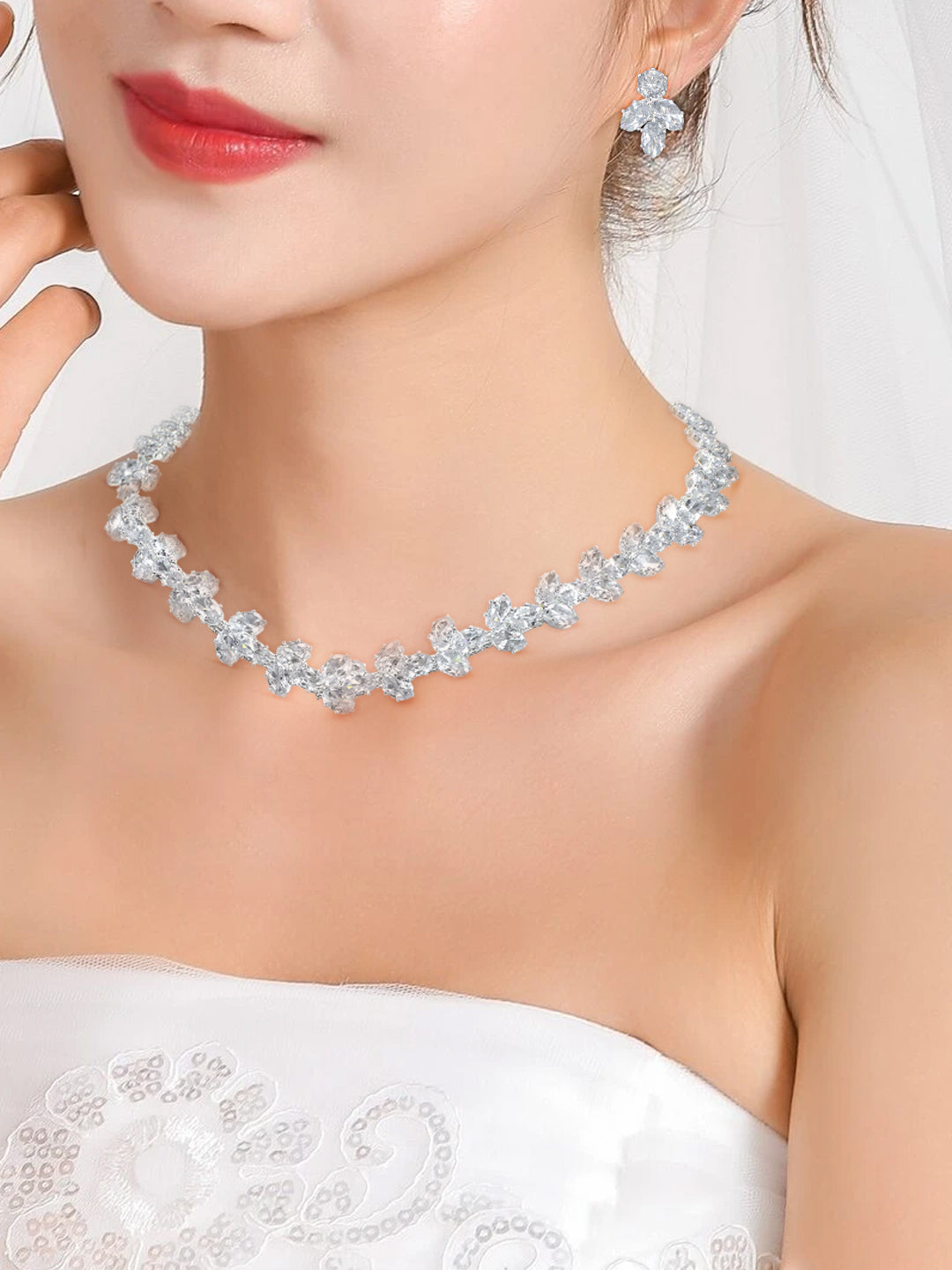 Floral Crystal Jewellery Set