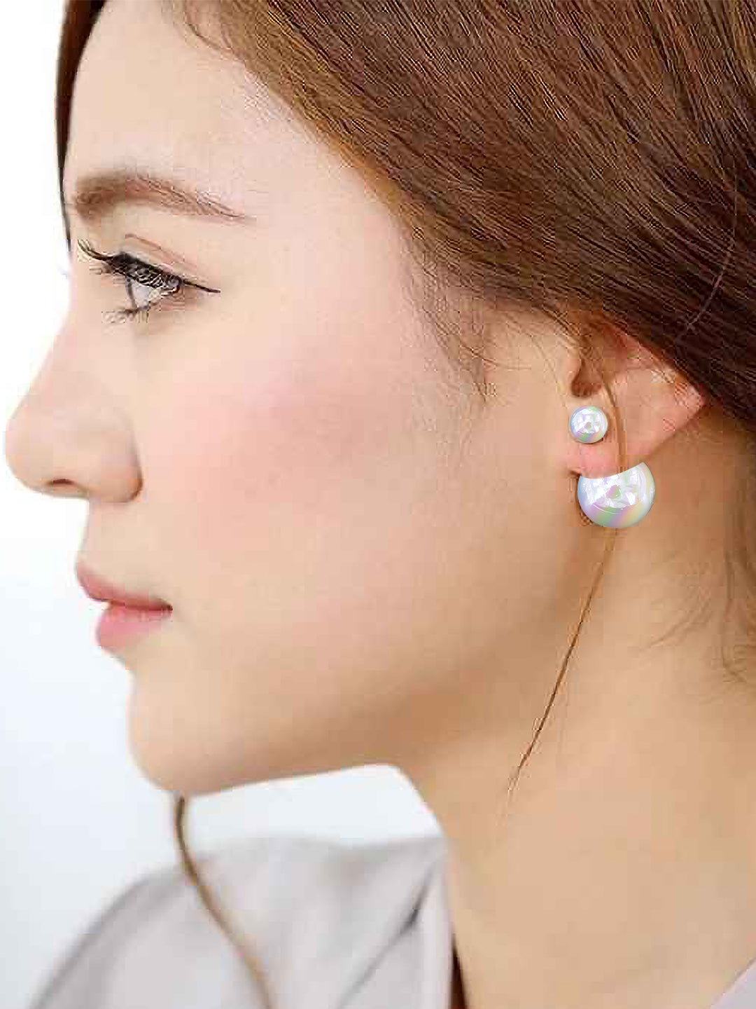 Double Sided Pearl Stud Earrings