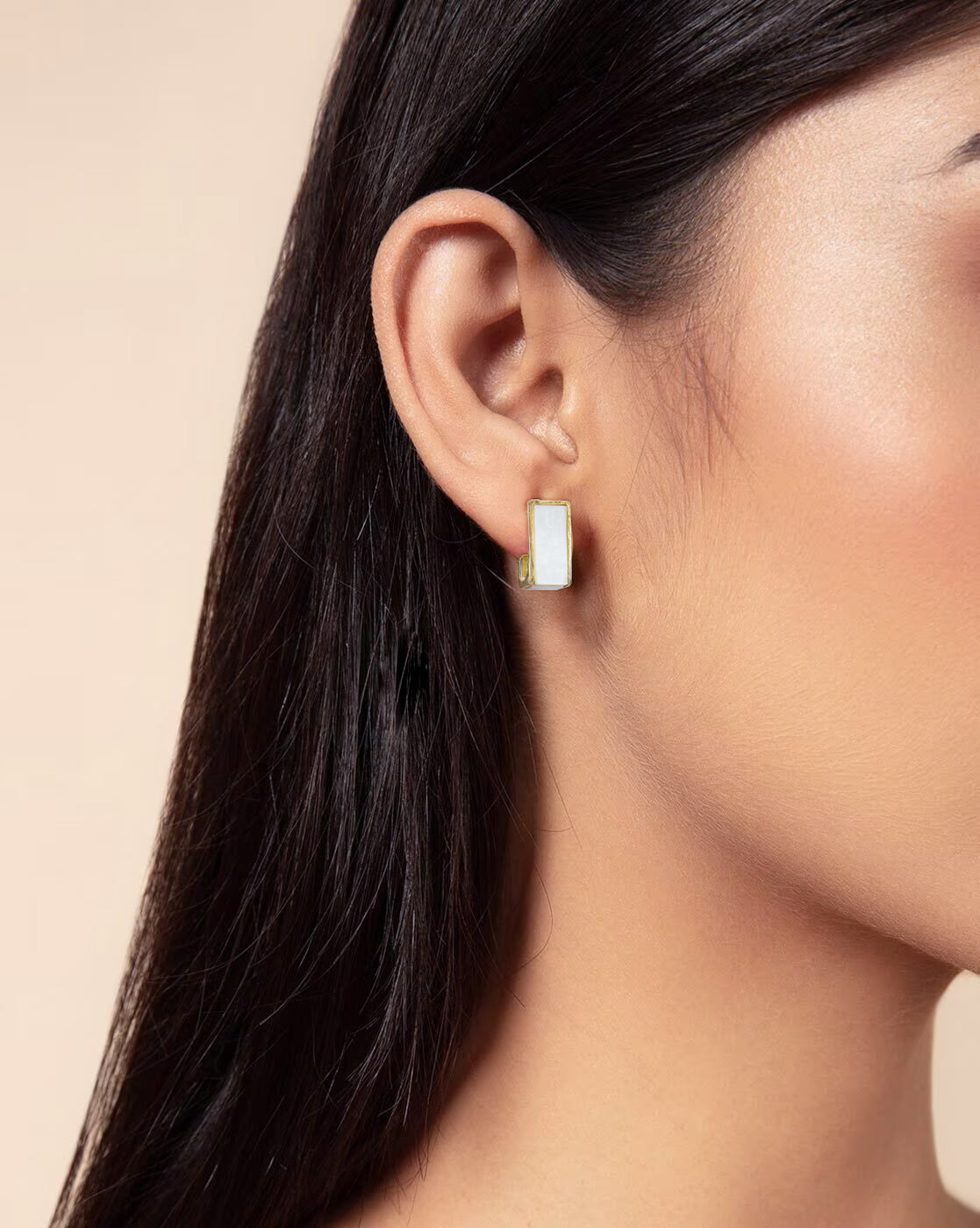 Gold Plated White Stud Earrings