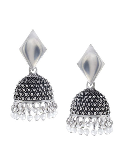 Silver Plated Oxidised Dome Shaped Jhumkas