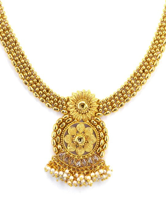Gold Plated Floral Baeded Jewellery Set