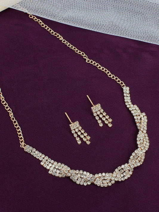 Rose Gold-Plated CZ-Studded Jewellery Set
