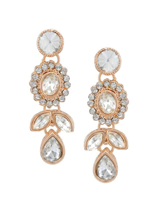 Rose Gold Plated CZ Studded Jewellery Set