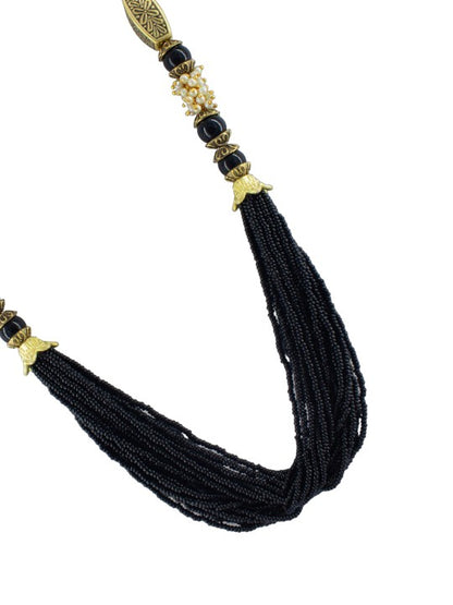Black Beaded Layered Long Jewellery Set