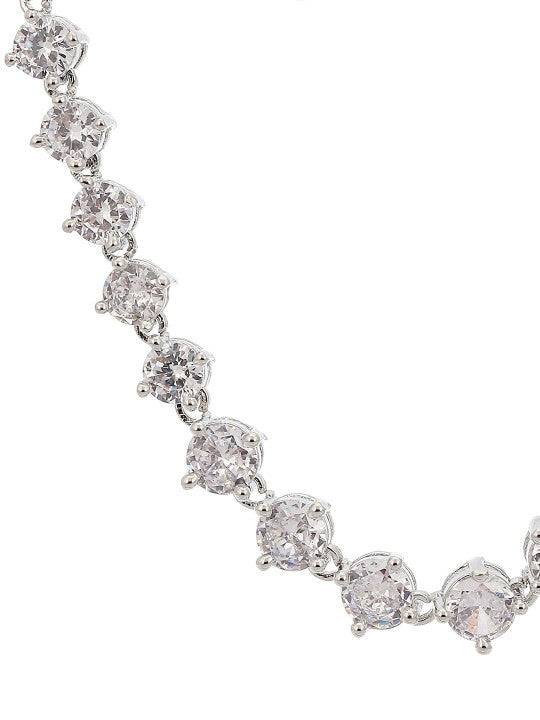 Rhodium-Plated American Diamond Studded Jewellery Set
