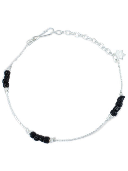 Silver-Plated Artificial Beads Beaded Anklet