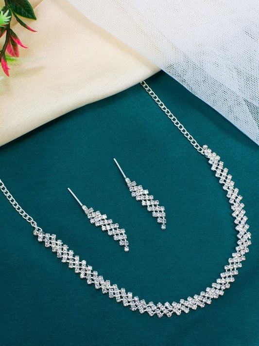 Silver Plated CZ-Studded Jewellery Set