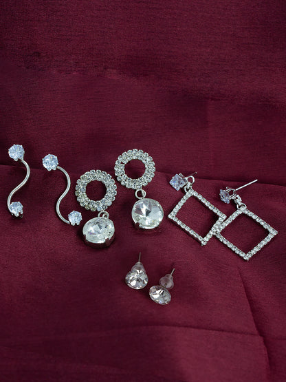 Pack of 4 CZ Stud & Drop Earrings