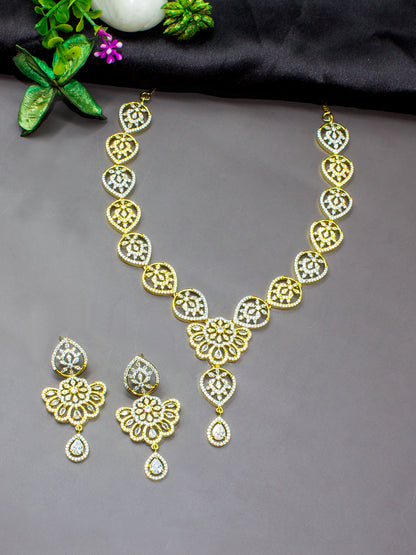 Gold Plated Floral AD Designer Jewellery Set