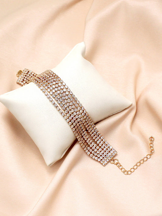 Rose gold Plated American Diamond Wraparound Bracelet