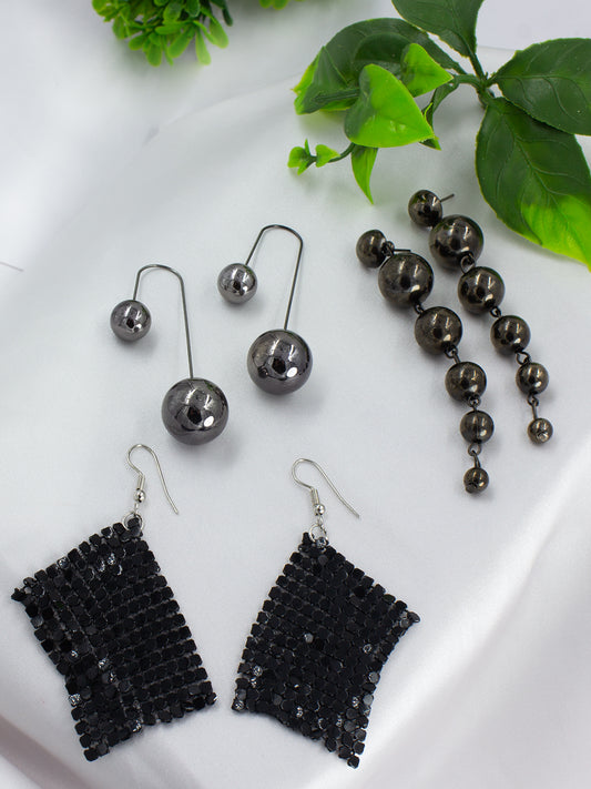 Pack of 3 Ball & Mesh Drop Earrings