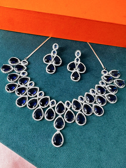 Blue AD Stone Studded Bridal Jewellery Set