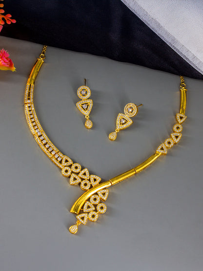 Gold Plated Designer AD Jewellery Set