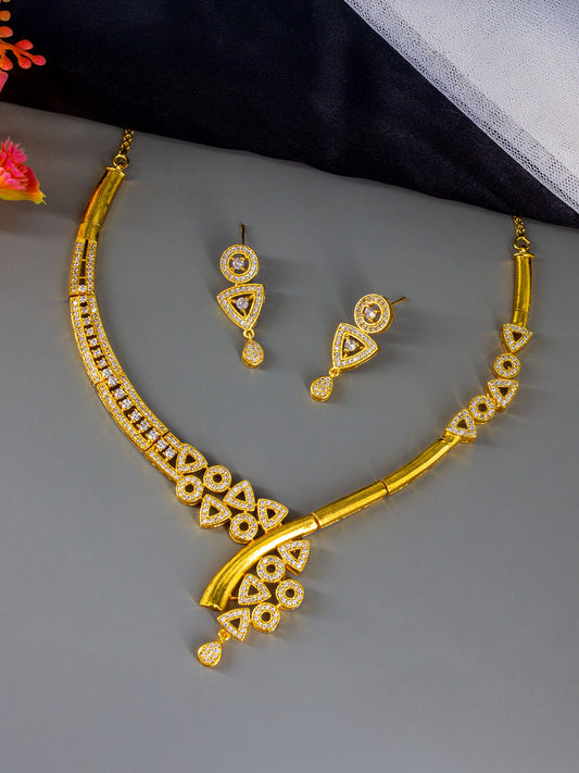 Gold Plated Designer AD Jewellery Set
