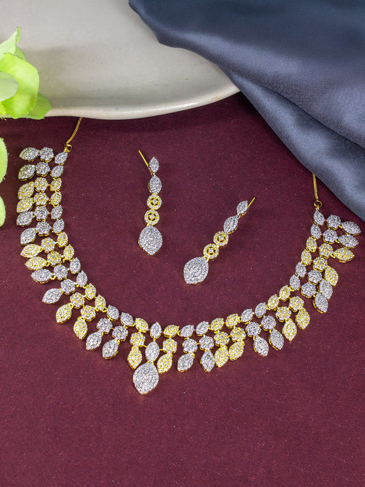 Gold Plated AD Cocktail Jewellery Set For Women