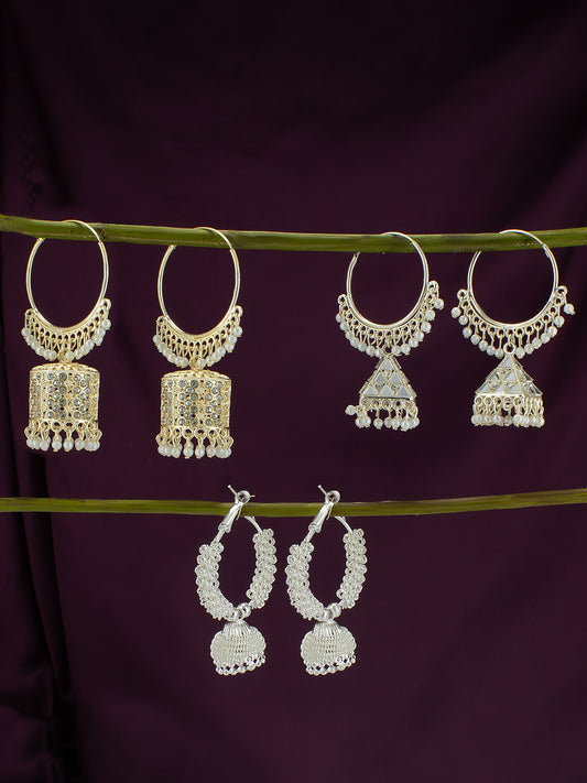 Pack of 3 Hoop Jhumka Earrings