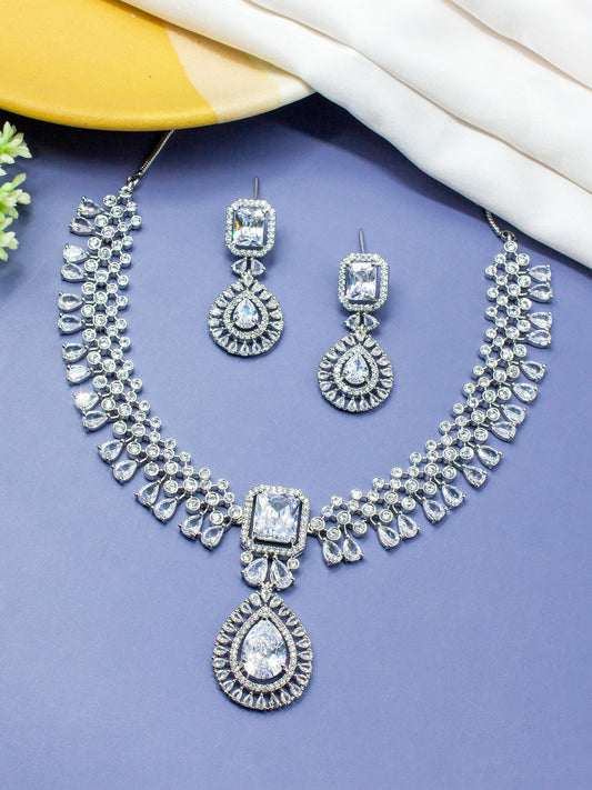 Rhodium Plated AD Designer Jewellery Set