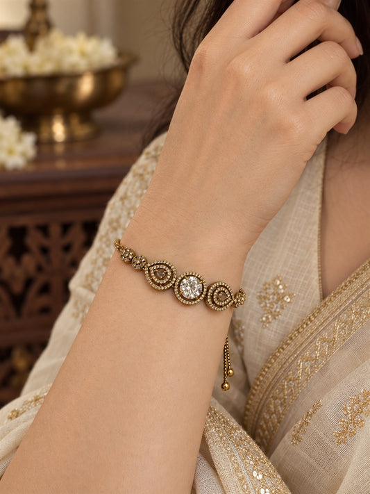 South Indian Gold Plated AD Adjustable Bracelet for Women